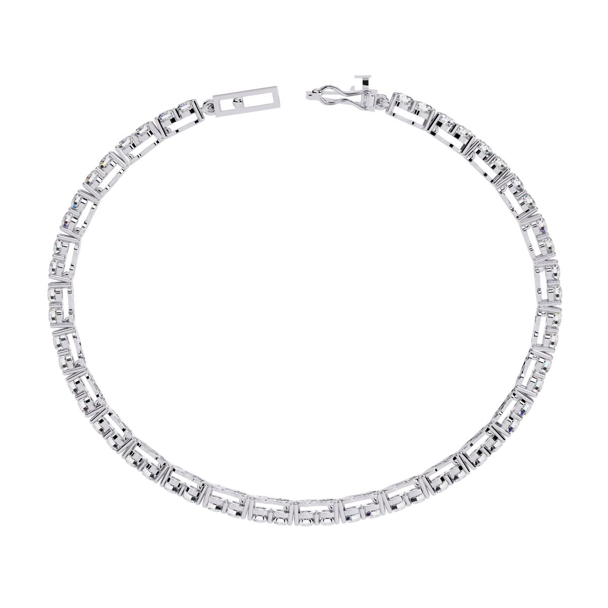 Round Cut Moissanite Diamond Single Row Tennis Bracelet - View 10