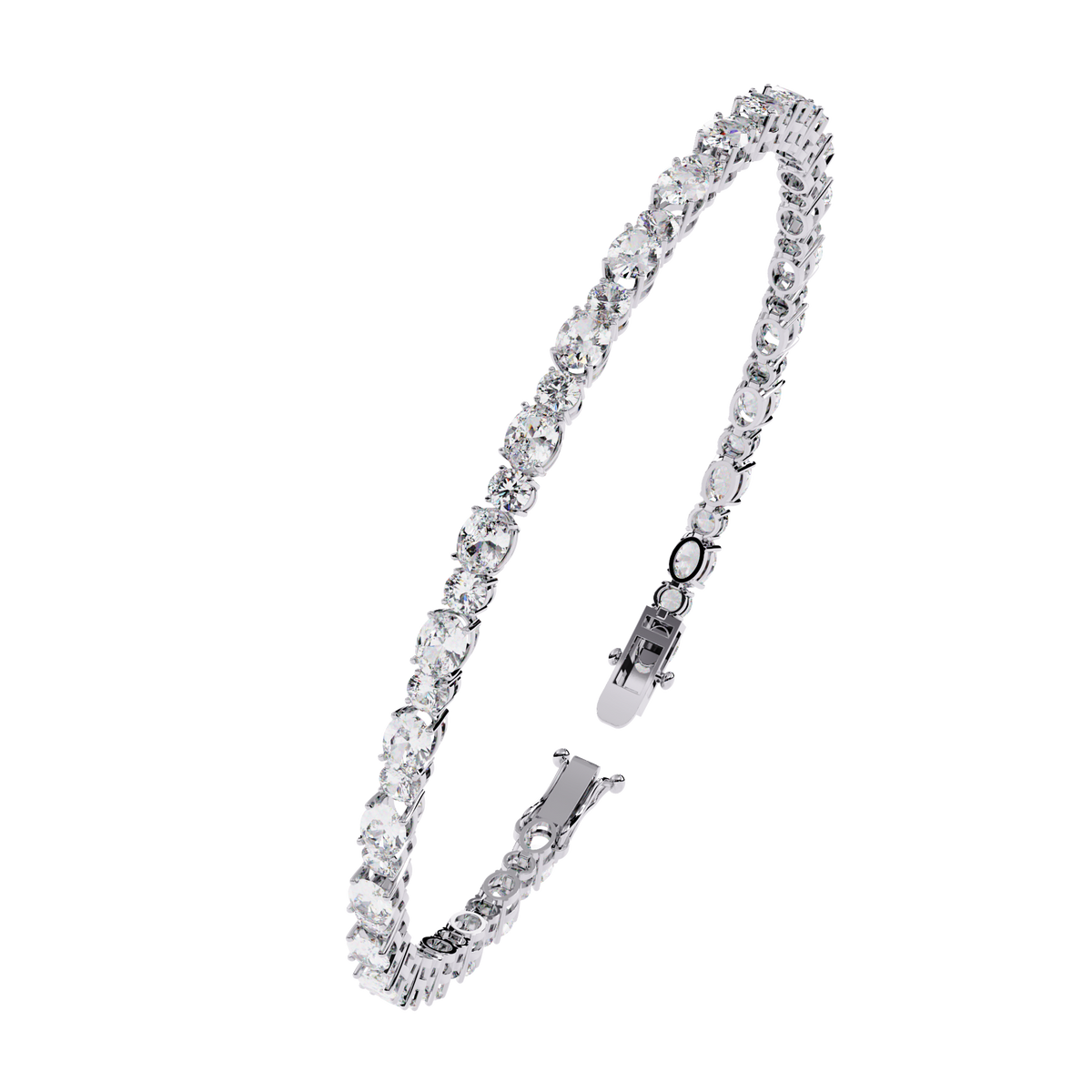 Oval & Round Cut Moissanite Diamond Tennis Bracelet - View 4
