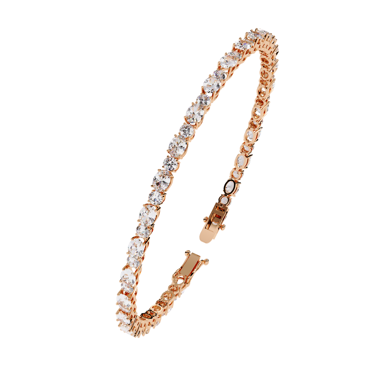 Oval & Round Cut Moissanite Diamond Tennis Bracelet - View 3