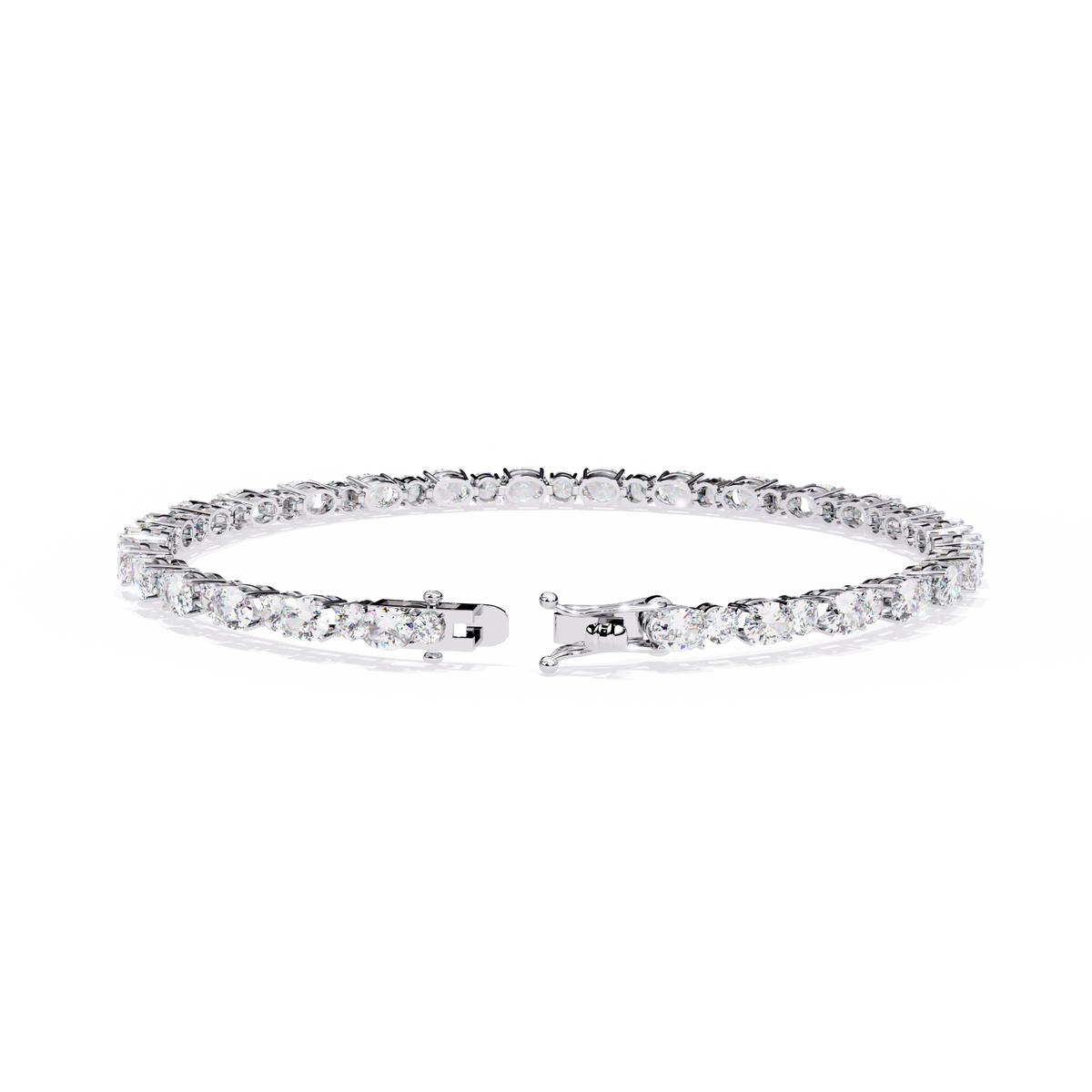 Oval & Round Cut Moissanite Diamond Tennis Bracelet - View 7