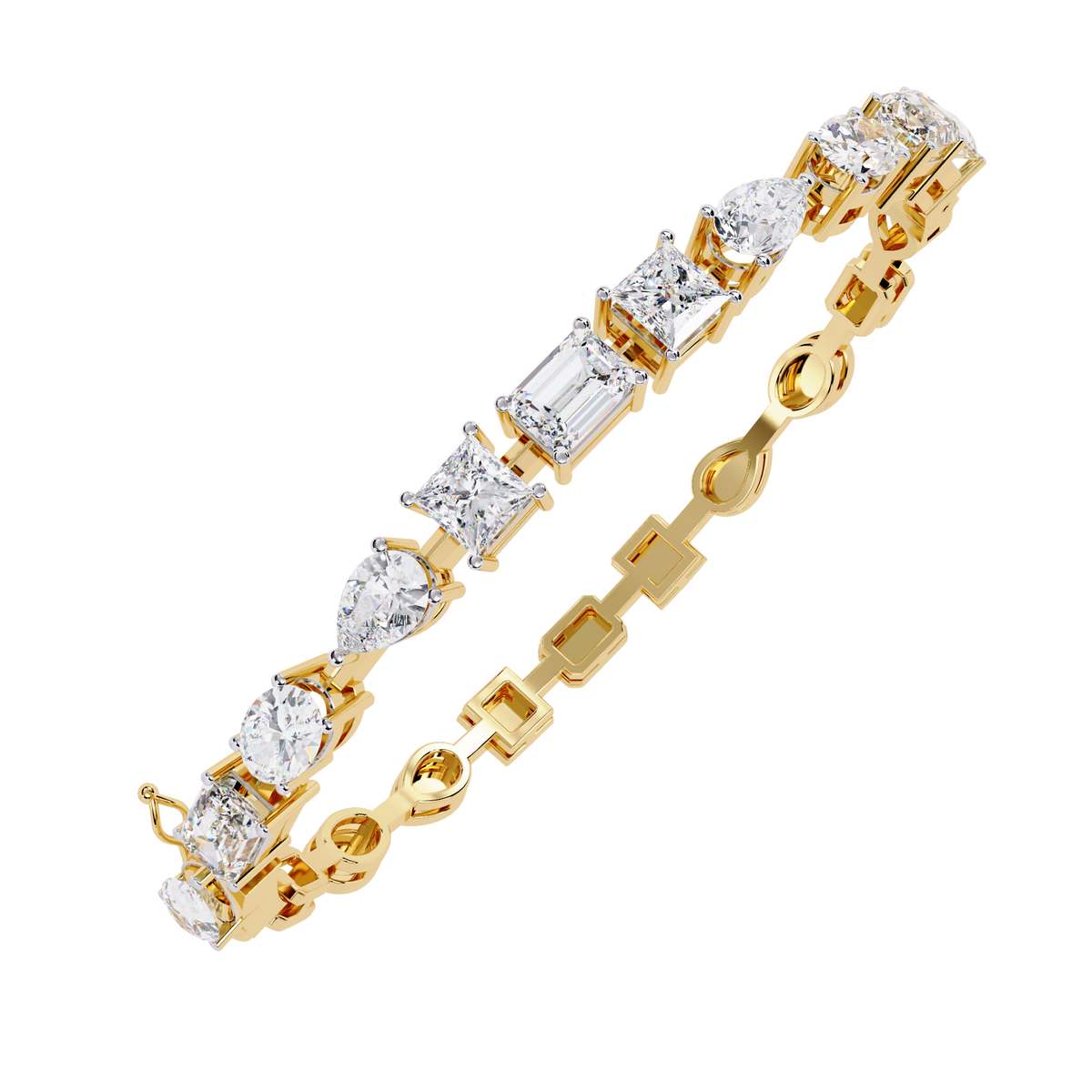 Mixed Shape Moissanite Diamond Statement Tennis Bracelet - View 2