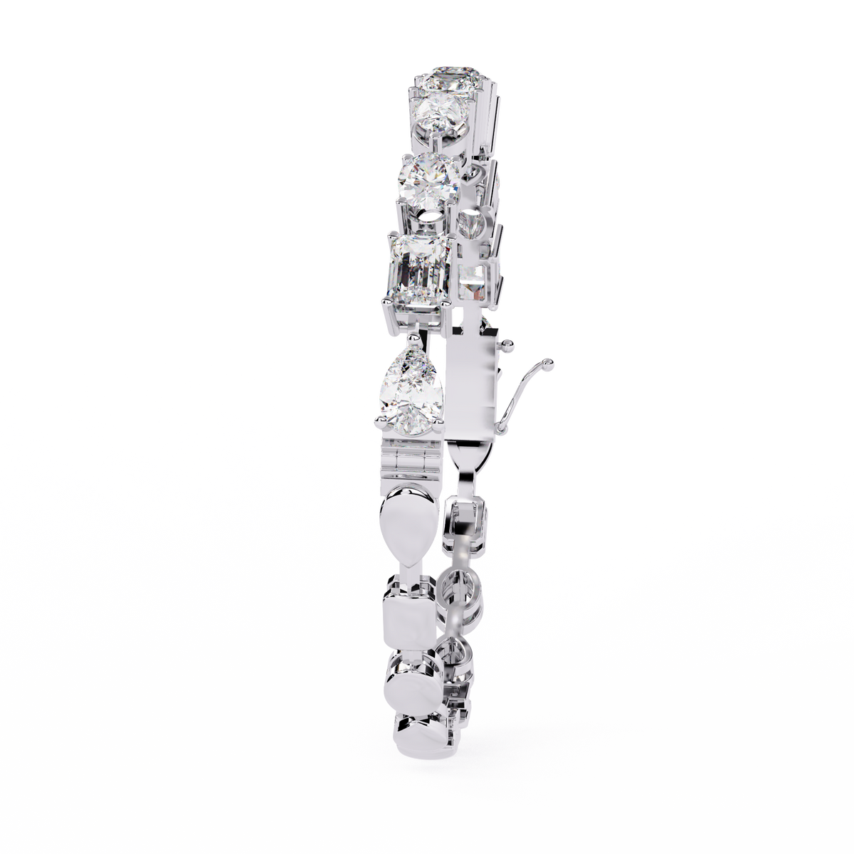 Mixed Shape Moissanite Diamond Statement Tennis Bracelet - View 7