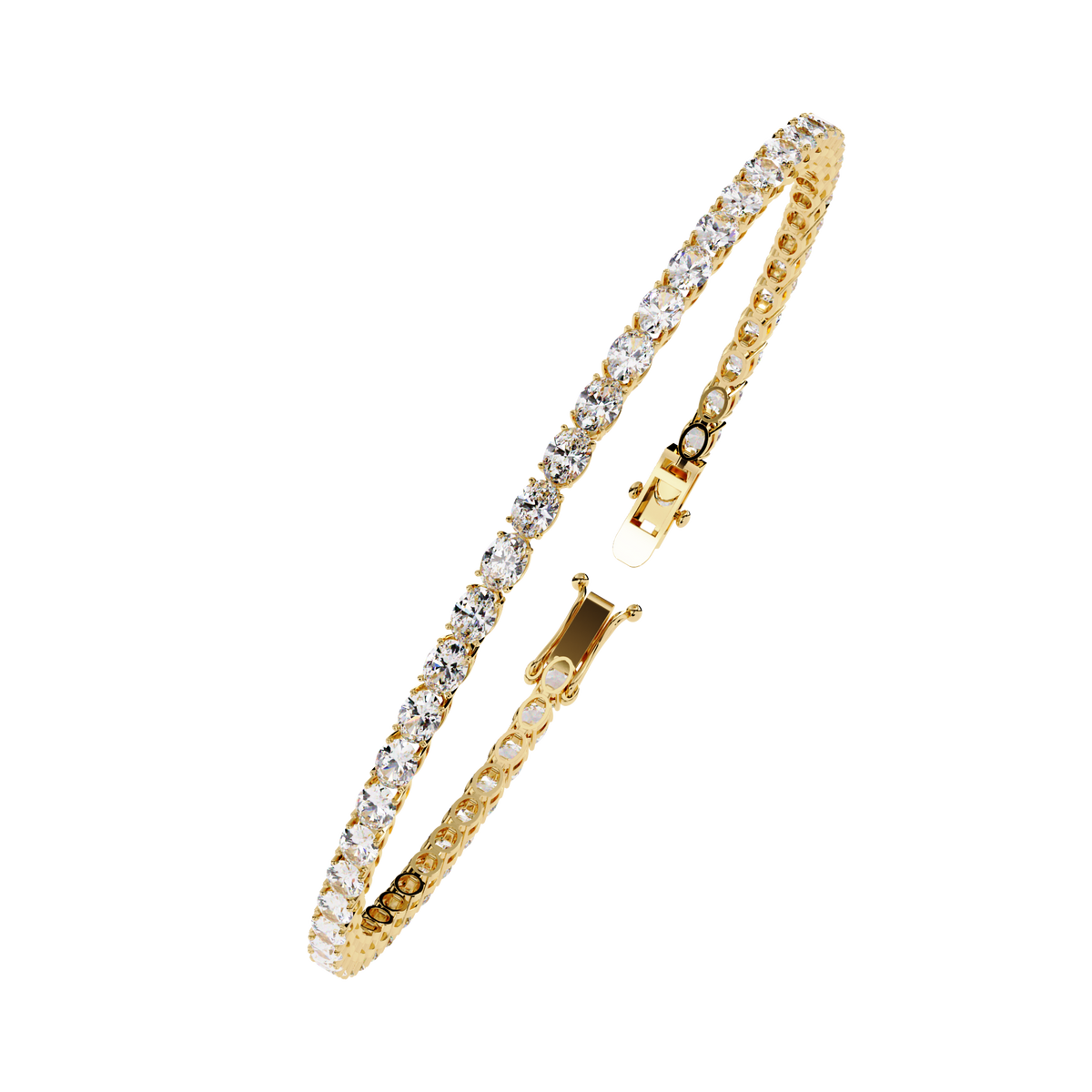 Round Cut Moissanite Diamond Classic Tennis Bracelet with Sparkling Timeless - View 2
