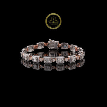 Iced Out Tennis Bracelet 925 Silver with VVS1 Lab-Grown Baguette Diamonds by Ivevar