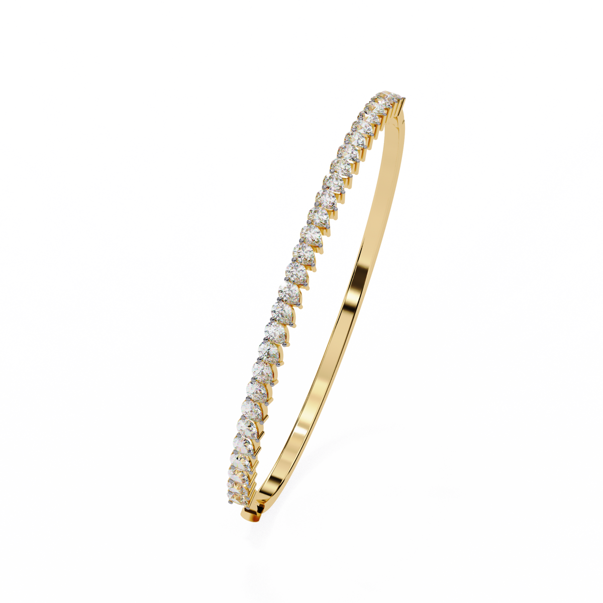 Round Lab Diamond Tennis Bangle Bracelet Prong Setting - View 5