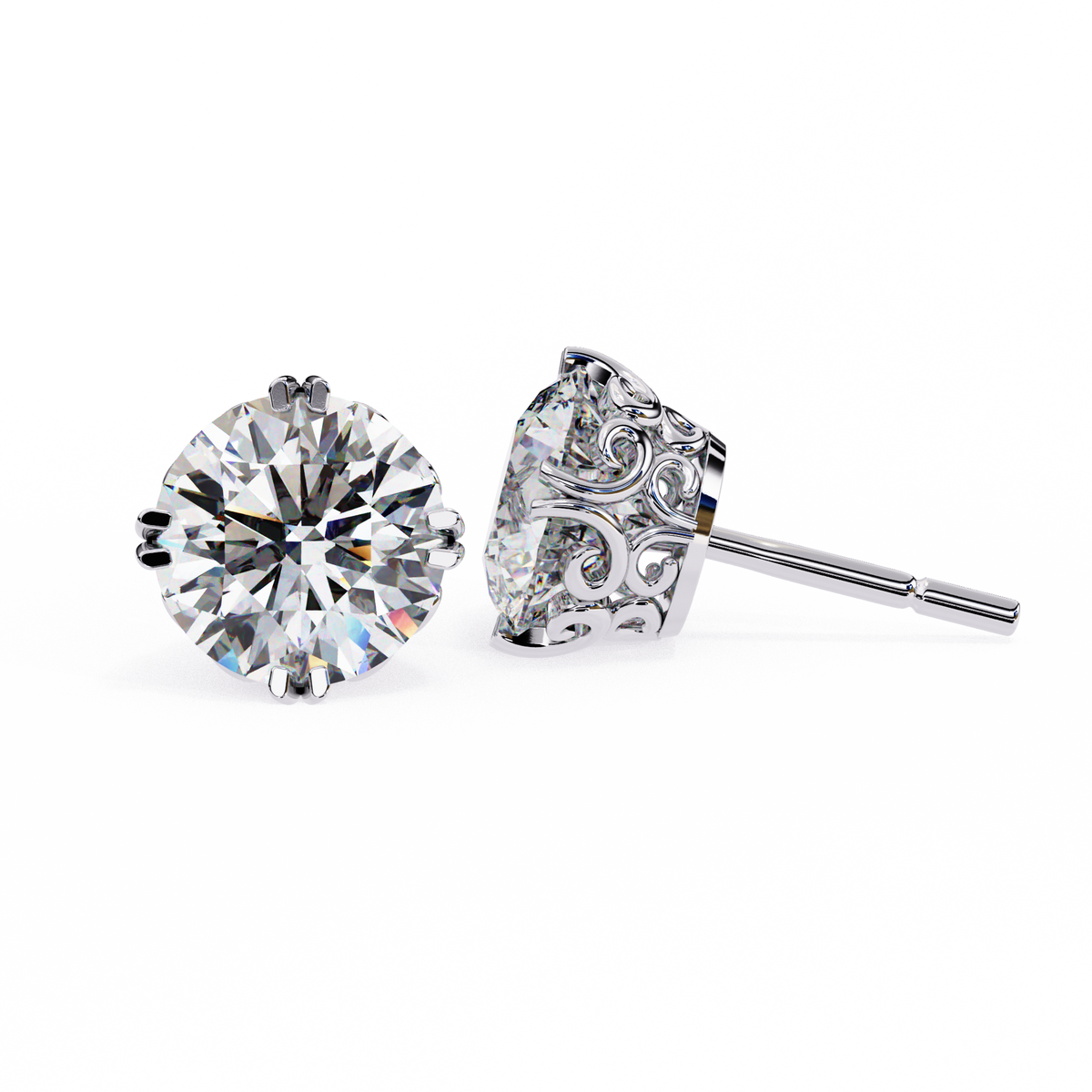Elegant Classic Round Cut Solitaire Moissanite Diamond Earrings with Premium Prong Setting - View 7