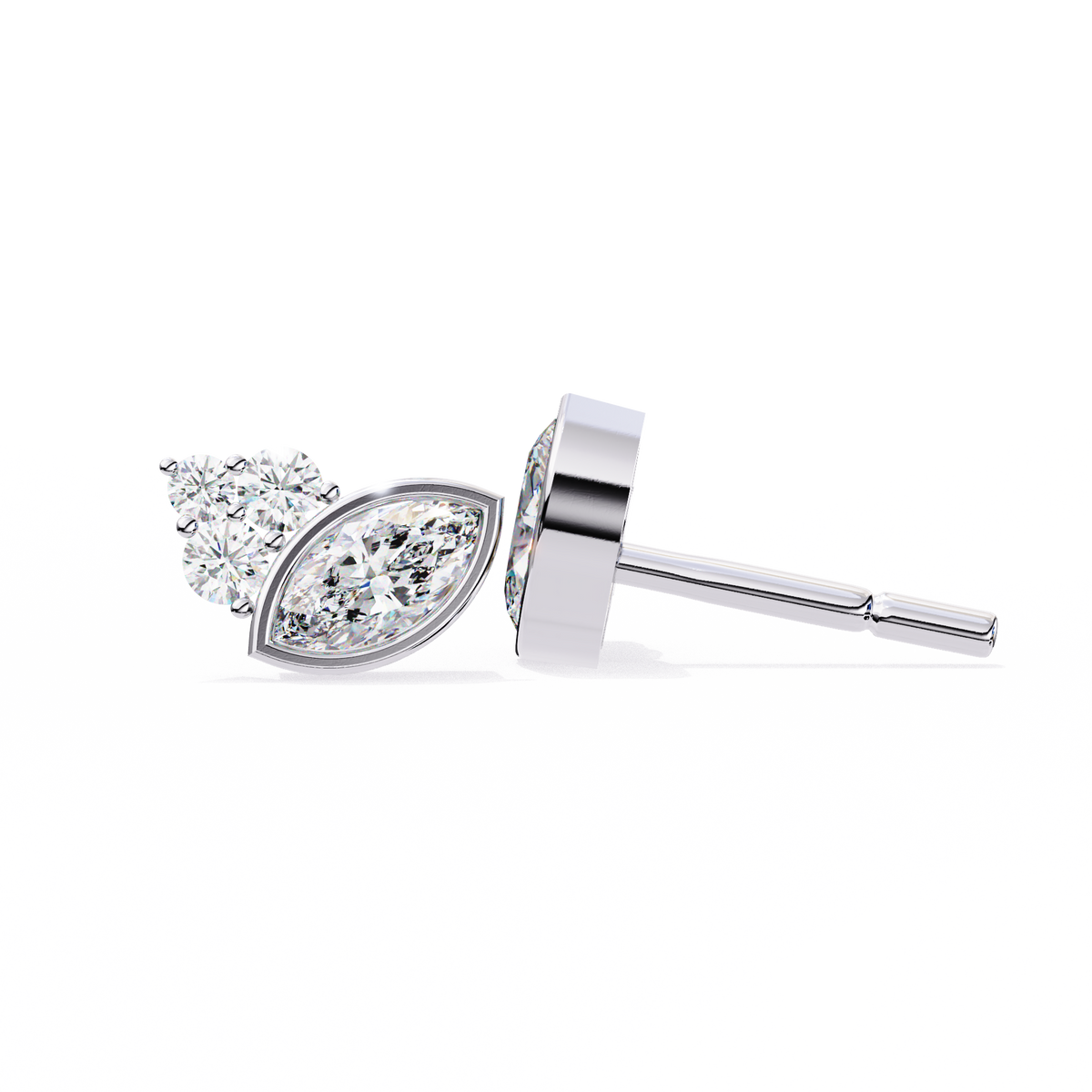 Exquisite Marquise Moissanite Diamond Cluster Stud Earrings in Bezel Setting for Timeless Elegance - View 7