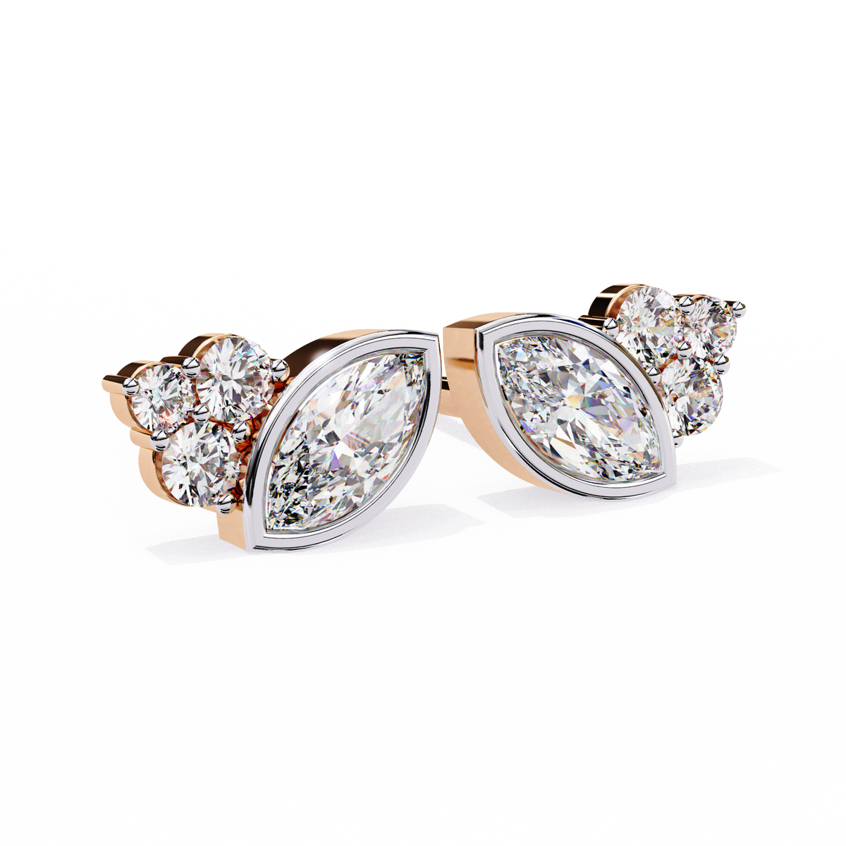 Exquisite Marquise Moissanite Diamond Cluster Stud Earrings in Bezel Setting for Timeless Elegance - View 3