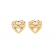 Heart Shaped Lab Diamond Stud Earrings with Round Center Stone and Pave Accents - View 7