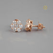 Luxury Rose Gold Floral Cluster Stud Moissanite Earrings Featuring Brilliant Round Multi Stone Design - View 3