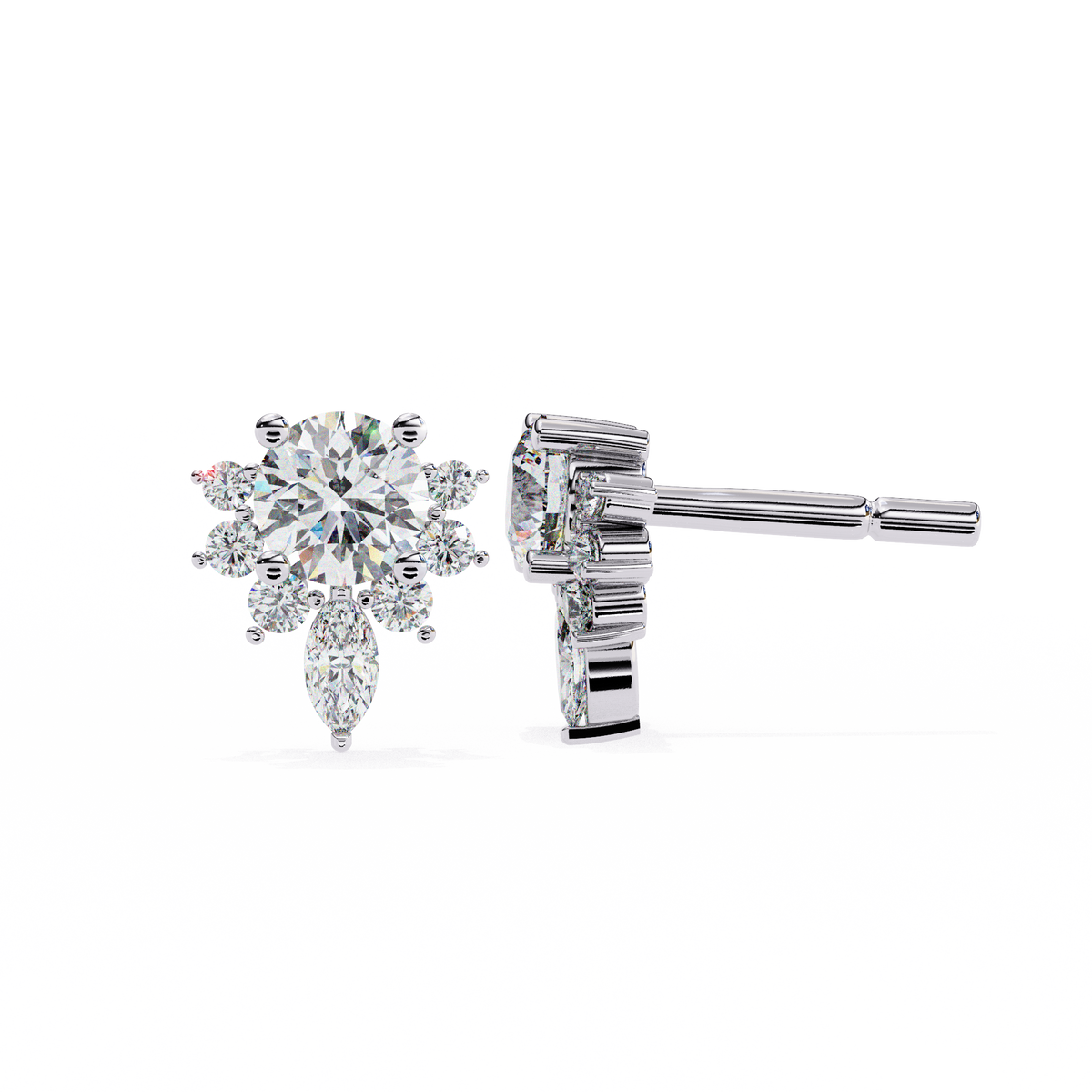 Sustainable Sparkle Top Luxury Round Cut Moissanite Diamond Earring For Soft Corner - View 2
