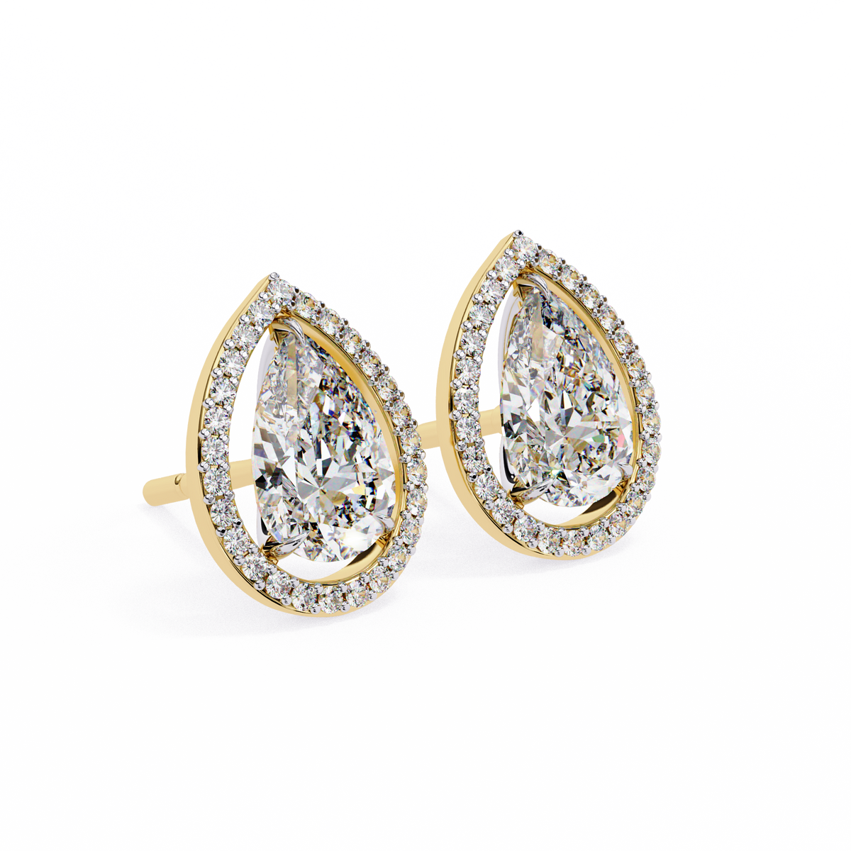 Luxury Moissanite Created Pear Shaped Halo Stud Earrings Perfect for Special Occasions - View 2