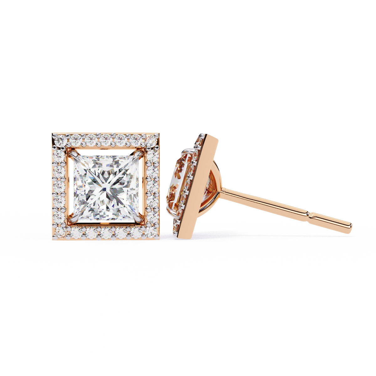 Precious Adornments Moissanite Princess Cut Diamond Earrings Unparalleled Elegance - View 2