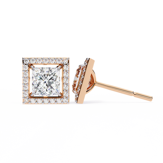 Precious Adornments Moissanite Princess Cut Diamond Earrings Unparalleled Elegance - View 2