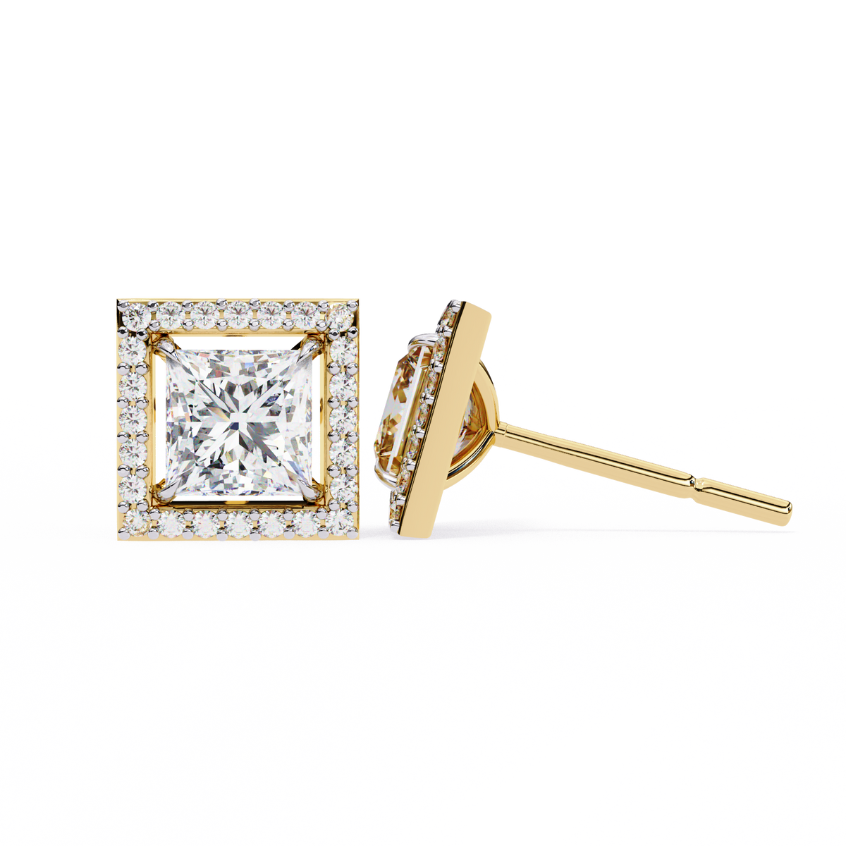 Precious Adornments Moissanite Princess Cut Diamond Earrings Unparalleled Elegance - View 3
