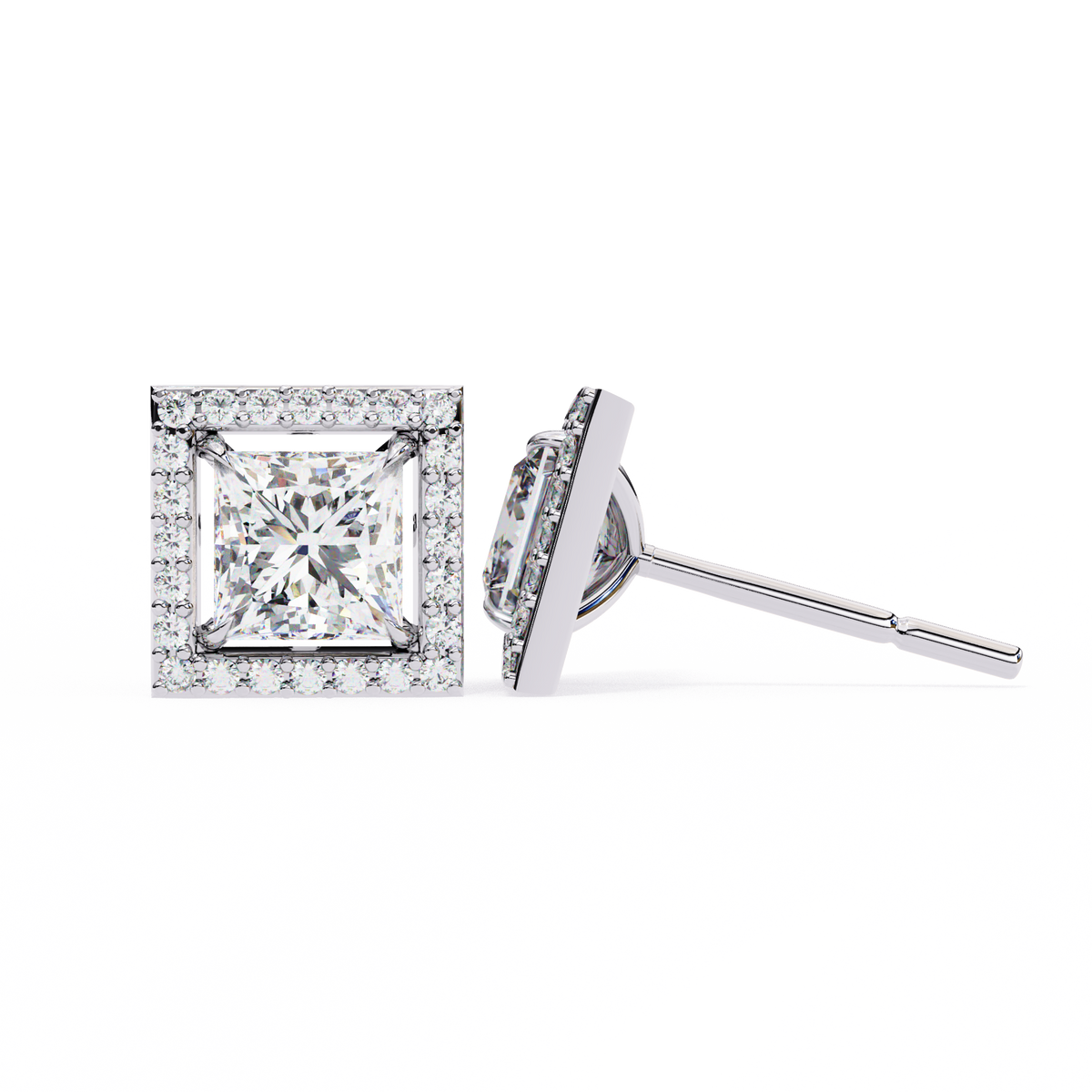 Precious Adornments Moissanite Princess Cut Diamond Earrings Unparalleled Elegance - View 4