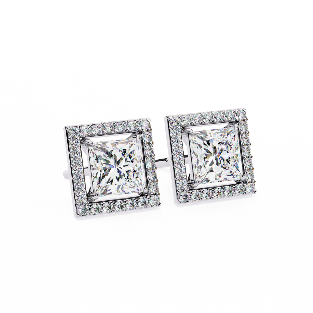 Precious Adornments Moissanite Princess Cut Diamond Earrings Unparalleled Elegance - View 10