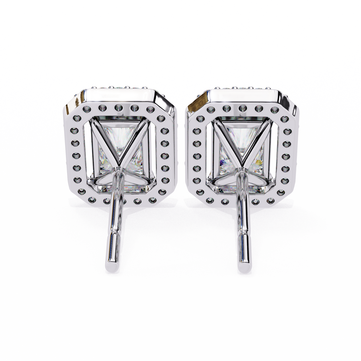 Best Moissanite Radiant Cut Halo Diamond Earrings For Anniversary Gift - View 7