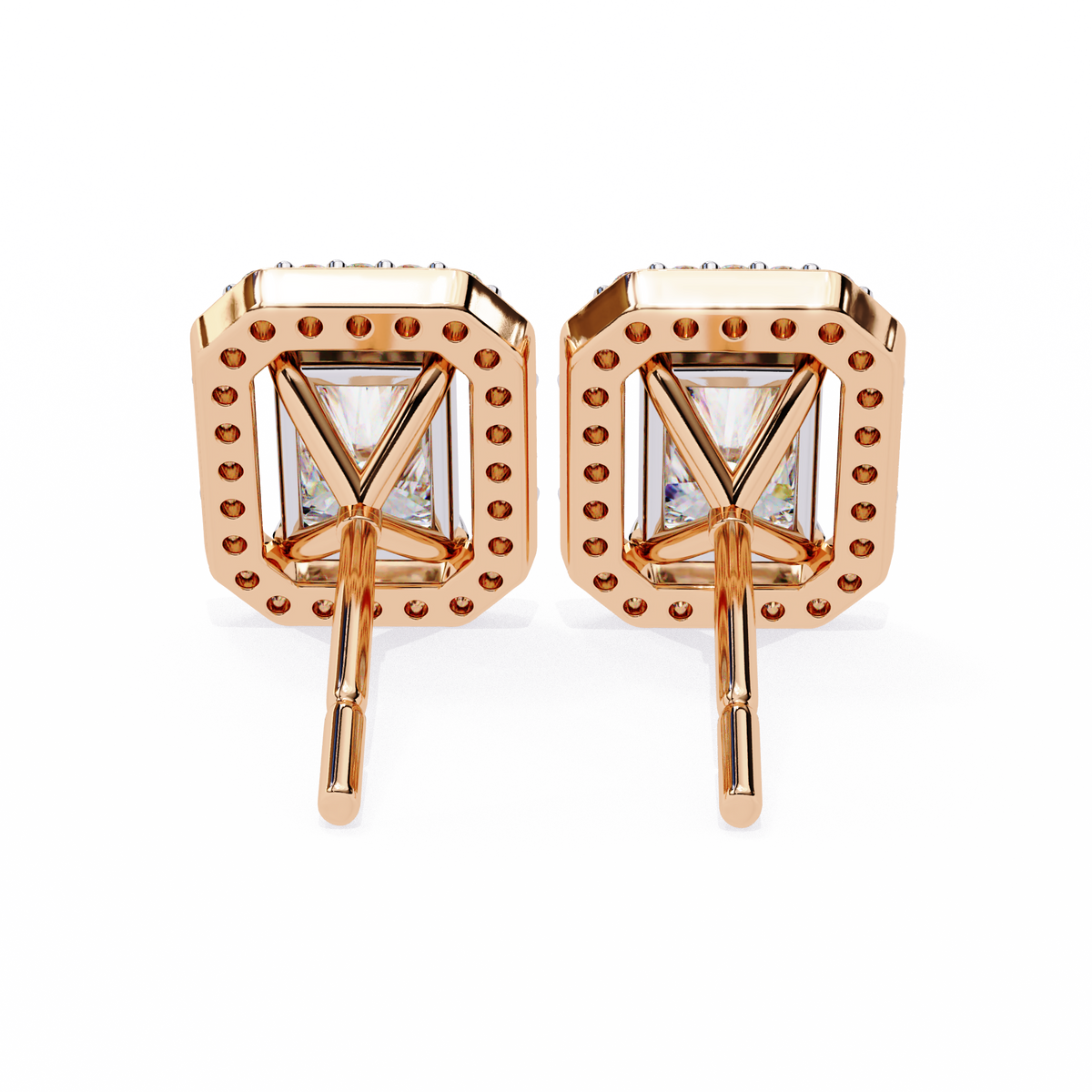Best Moissanite Radiant Cut Halo Diamond Earrings For Anniversary Gift - View 6