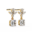 Elegant Pear and Marquise Cut Floral Cluster Drop Moissanite Earrings with Round Solitaire Dangles - View 2