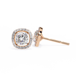 Exquisite Moissanite Cushion Halo Stud Earrings Featuring Round Brilliant Center Stones - View 6