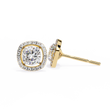 Exquisite Moissanite Cushion Halo Stud Earrings Featuring Round Brilliant Center Stones - View 5