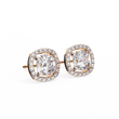 Exquisite Moissanite Cushion Halo Stud Earrings Featuring Round Brilliant Center Stones - View 3