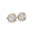 Exquisite Moissanite Cushion Halo Stud Earrings Featuring Round Brilliant Center Stones - View 2