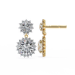 Sunburst Floral Halo Round Brilliant Moissanite Diamond Drop Earring - View 6