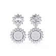 Sunburst Floral Halo Round Brilliant Moissanite Diamond Drop Earring - View 9