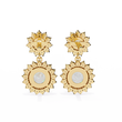 Sunburst Floral Halo Round Brilliant Moissanite Diamond Drop Earring - View 7