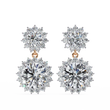 Sunburst Floral Halo Round Brilliant Moissanite Diamond Drop Earring - View 3