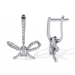 Exquisite Lab Diamond Bow Earrings with Emerald Cut Centerpiece & Pavé Ribbon Detailing - View 5