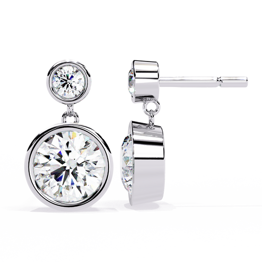 Sophisticated Moissanite Bezel Set Radiant Round Diamond Earring for the Discerning - View 2