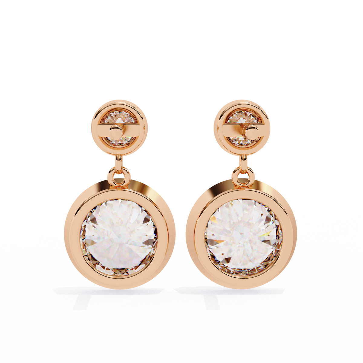 Sophisticated Moissanite Bezel Set Radiant Round Diamond Earring for the Discerning - View 9