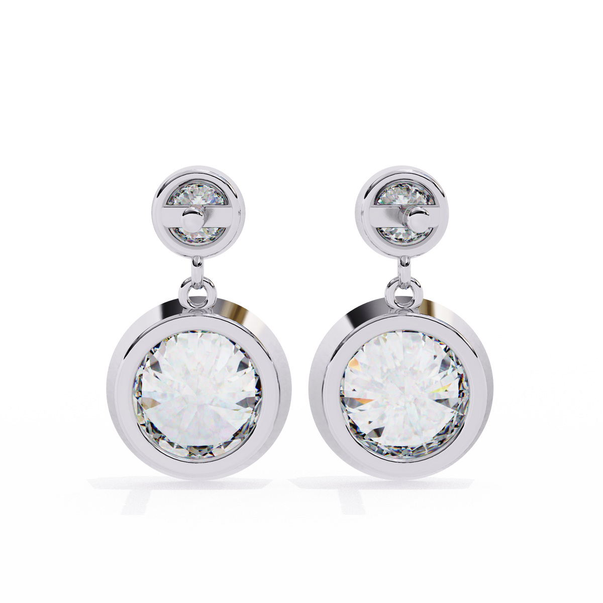 Sophisticated Moissanite Bezel Set Radiant Round Diamond Earring for the Discerning - View 7