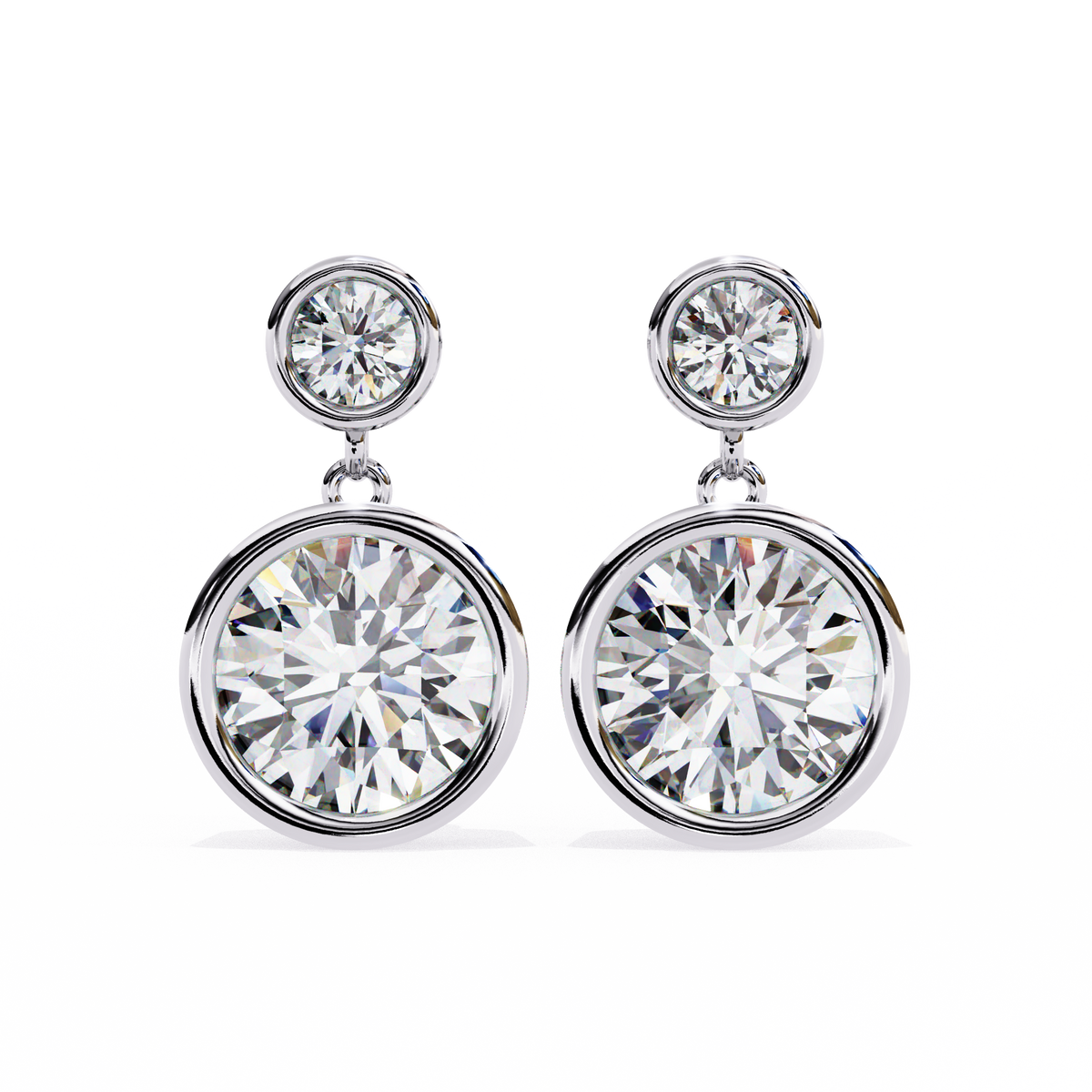 Sophisticated Moissanite Bezel Set Radiant Round Diamond Earring for the Discerning - View 5
