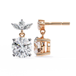Luxury Round Cut Lab Grown Diamond Drop Earrings with Marquise Cut Crystal Floral Top Cluster - View 6