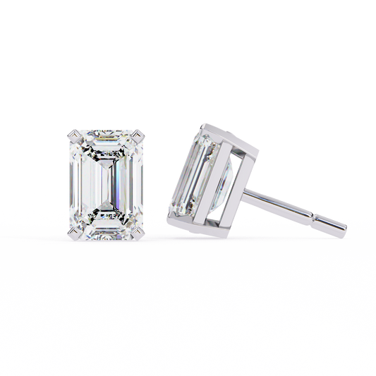 Stunning Moissanite Diamond Emerald Cut Earrings Crafted with Care Designed to Dazzle For Her - View 2