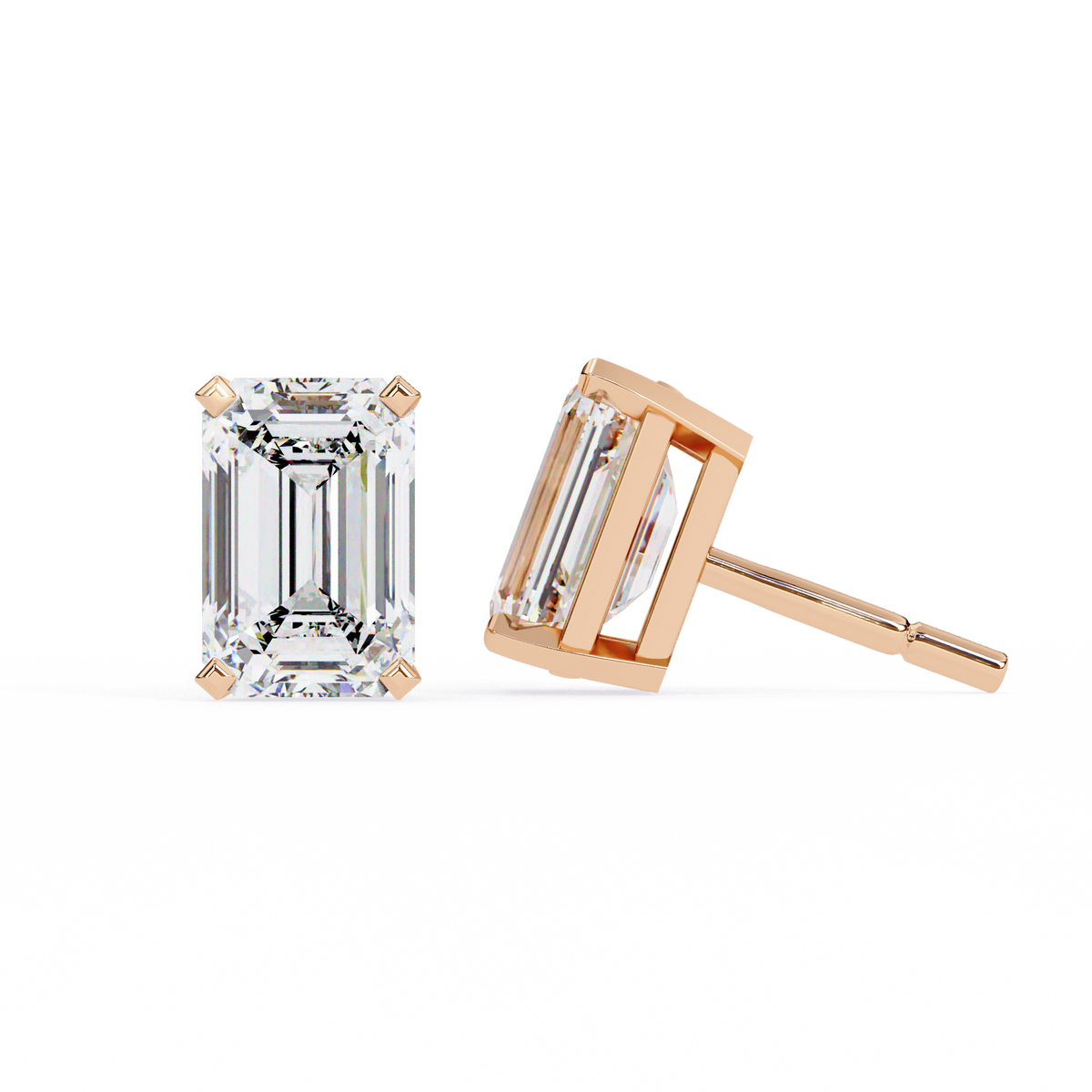Stunning Moissanite Diamond Emerald Cut Earrings Crafted with Care Designed to Dazzle For Her - View 3