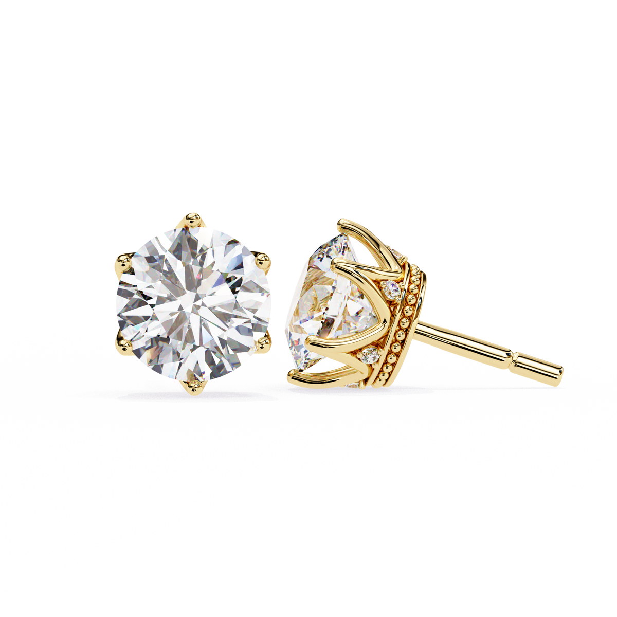 Premium Elegant Six Prong Round Cut Moissanite Diamond Solitaire Earrings for Her - View 5