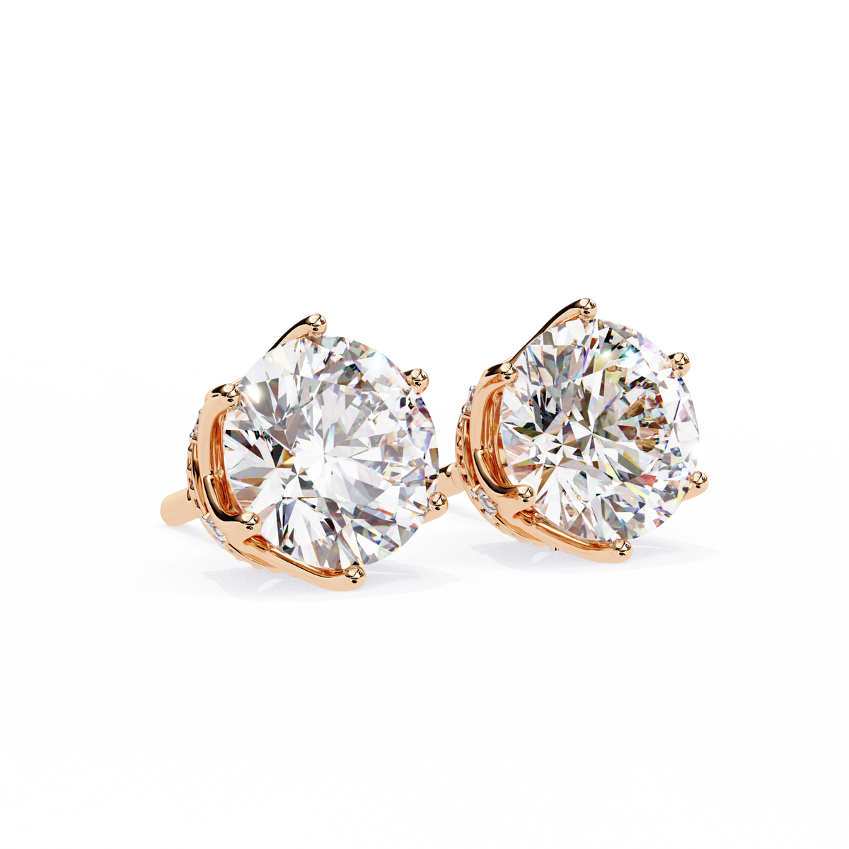 Premium Elegant Six Prong Round Cut Moissanite Diamond Solitaire Earrings for Her - View 3