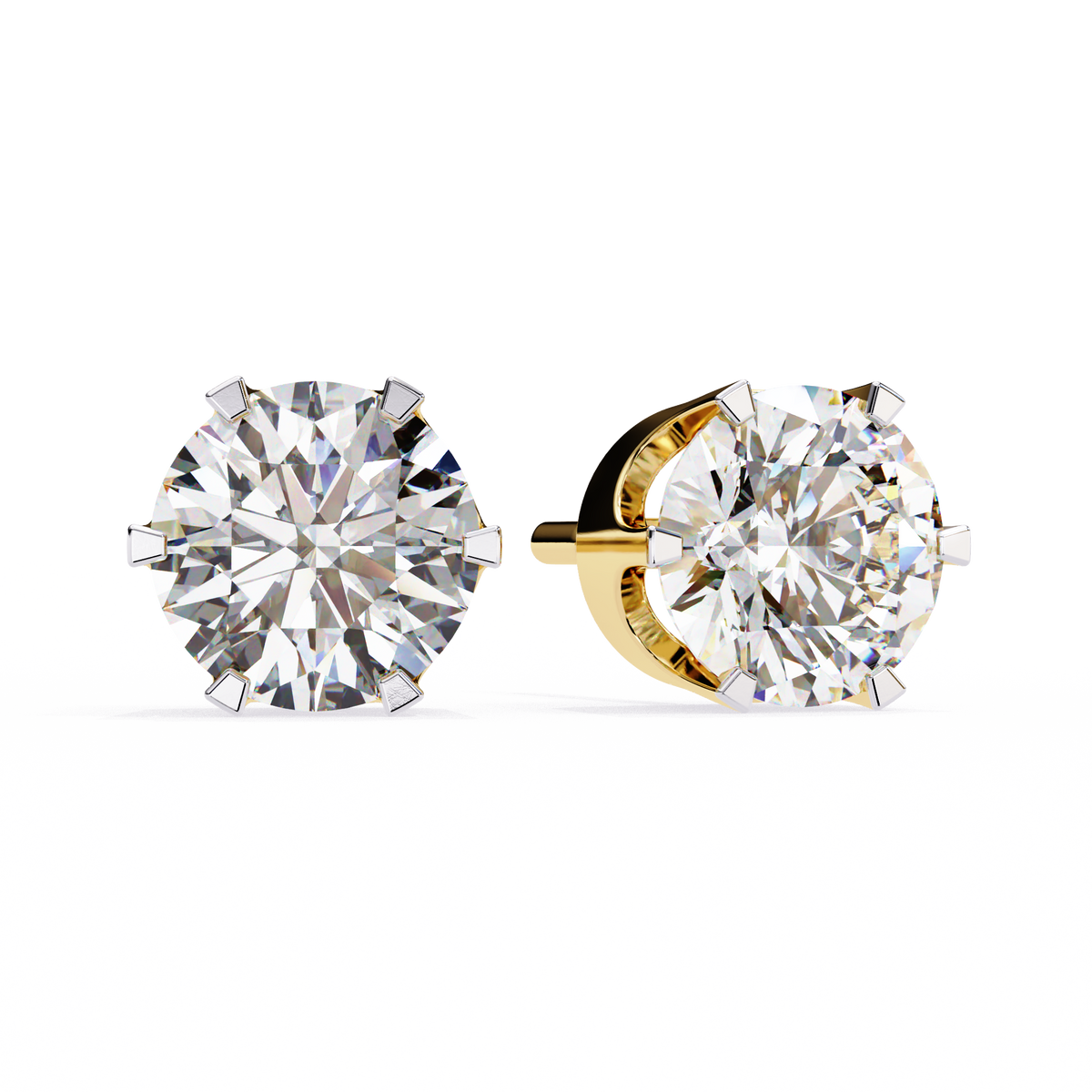 Luxury Moissanite Diamond Round Cut Solitaire Stud Earrings with Classic Six Prong Setting - View 5