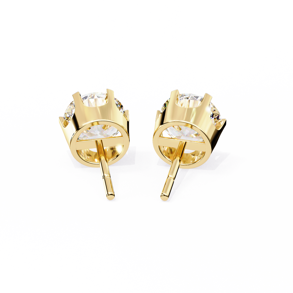 Luxury Moissanite Diamond Round Cut Solitaire Stud Earrings with Classic Six Prong Setting - View 8