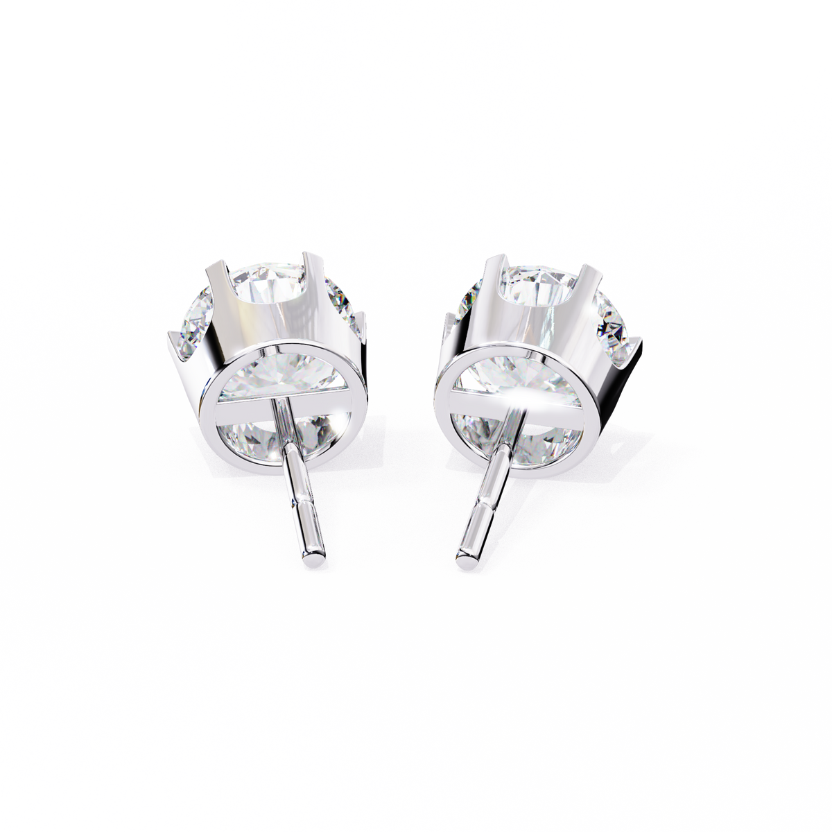 Luxury Moissanite Diamond Round Cut Solitaire Stud Earrings with Classic Six Prong Setting - View 10