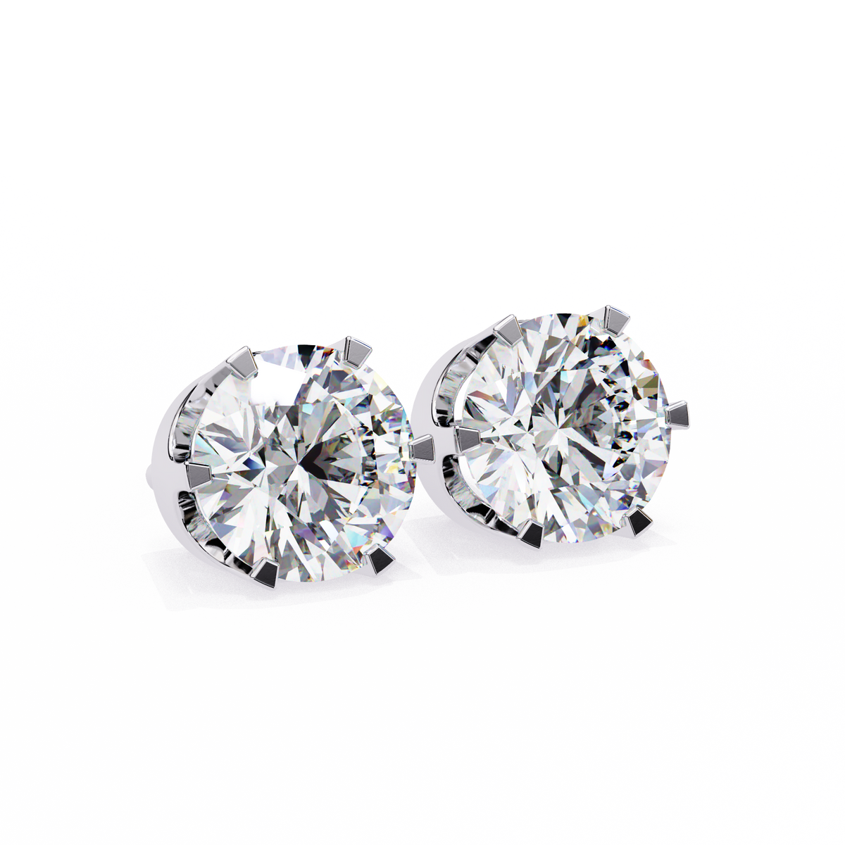 Luxury Moissanite Diamond Round Cut Solitaire Stud Earrings with Classic Six Prong Setting - View 4