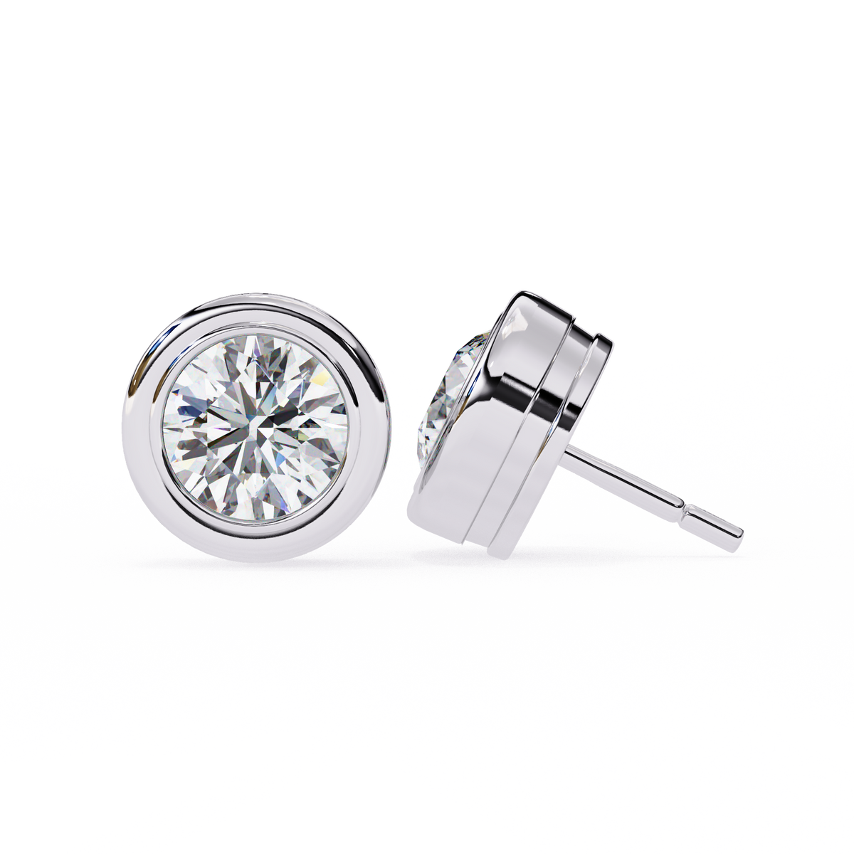 Premium Bezel Set Gold Stud Earrings with Sparkling Round Moissanite Stones for Everyday Luxury - View 7