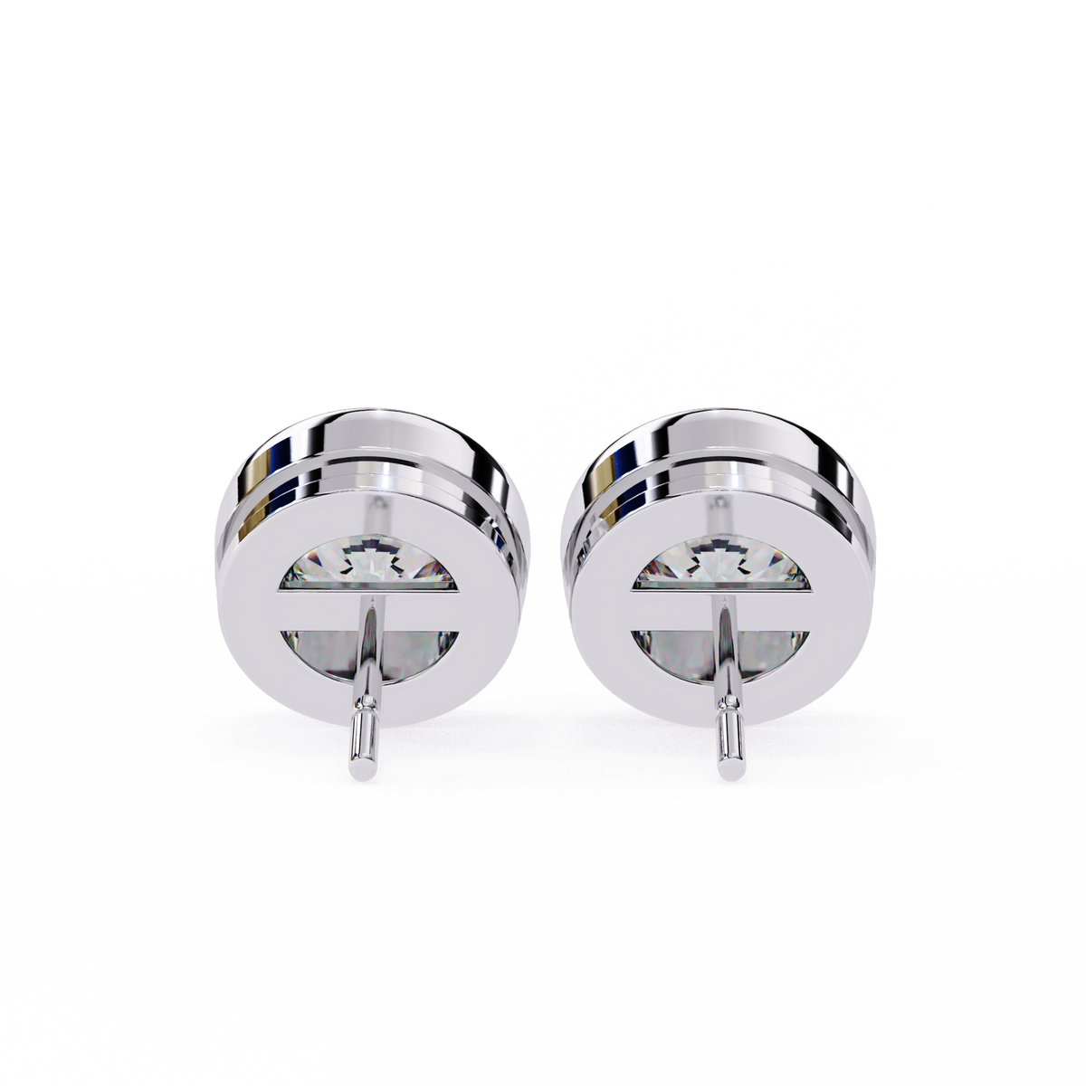 Premium Bezel Set Gold Stud Earrings with Sparkling Round Moissanite Stones for Everyday Luxury - View 10