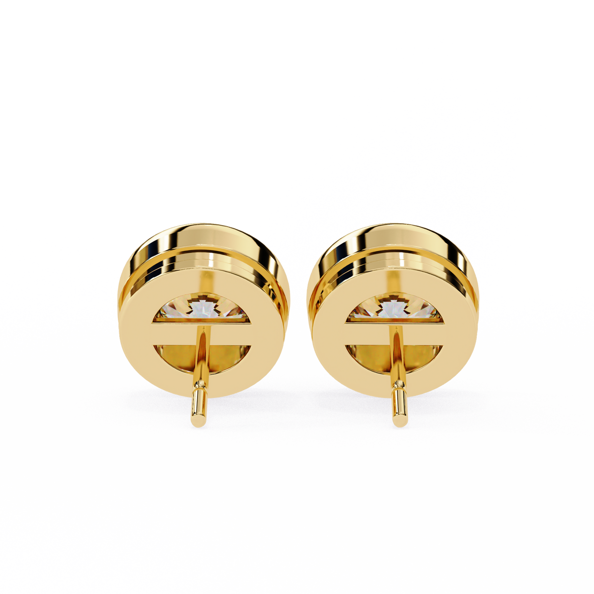 Premium Bezel Set Gold Stud Earrings with Sparkling Round Moissanite Stones for Everyday Luxury - View 8