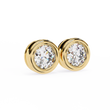 Premium Bezel Set Gold Stud Earrings with Sparkling Round Moissanite Stones for Everyday Luxury - View 2